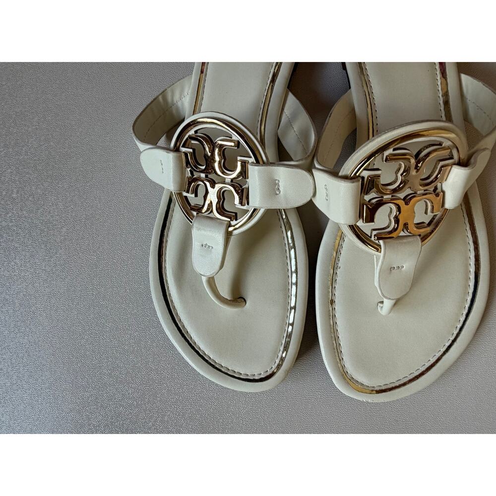Tory Burch Women's Light Cream / Gold Metal Miller Sandals Size 42/12 - Picture 4 of 11